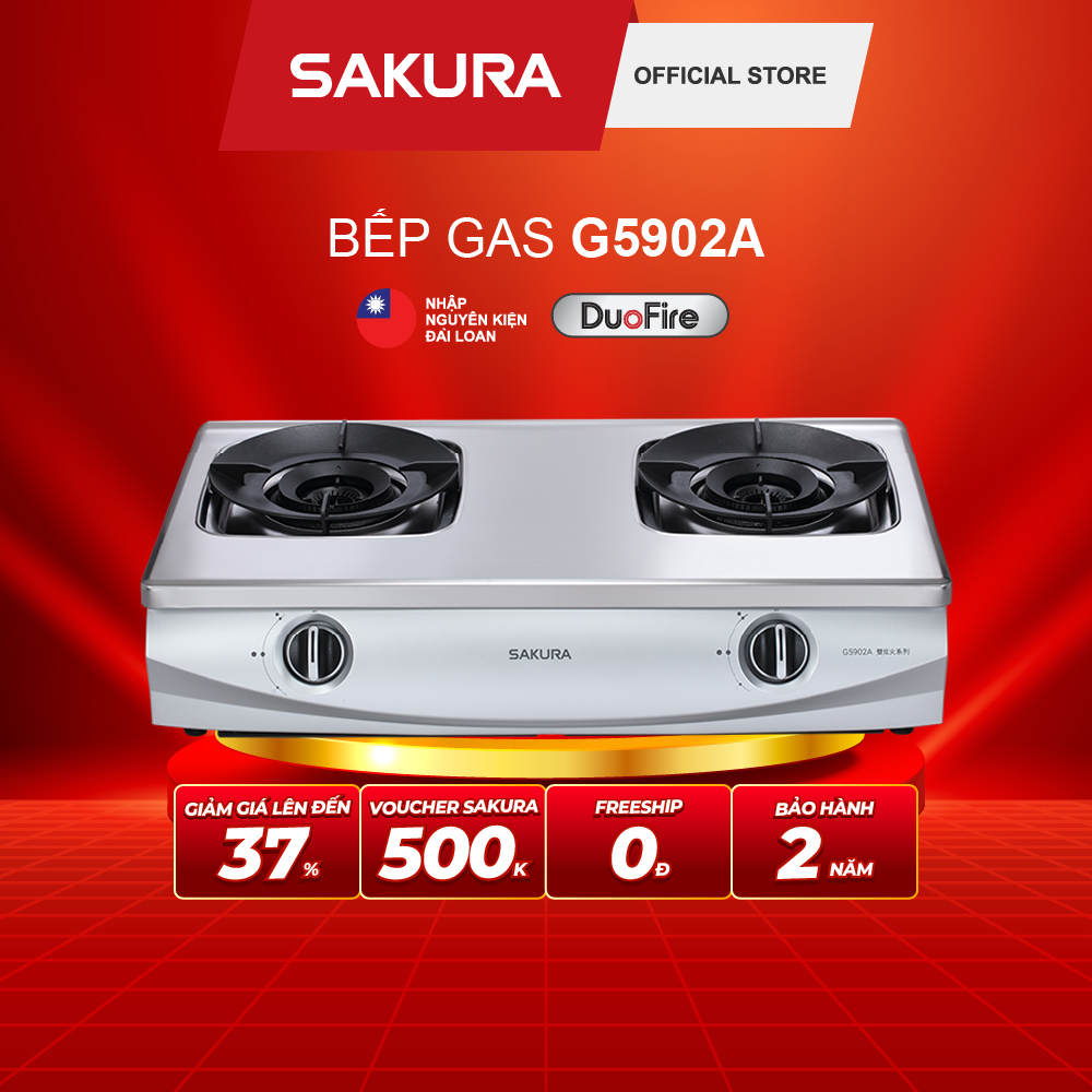 [2025] Bếp Gas Dương Đôi SAKURA G5902A Lửa Xoáy Kép Thế Hệ Mới- Bảo Hành Chính Hãng