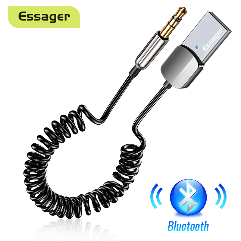 Essager Bluetooth 5.0 Aux Bộ chuyển đổi trên ô tô Bộ thu không dây trên ô tô USB sang 3,5 mm Giắc âm thanh Âm nhạc Mic rảnh tay Bộ loa ô tô Bộ phát loa