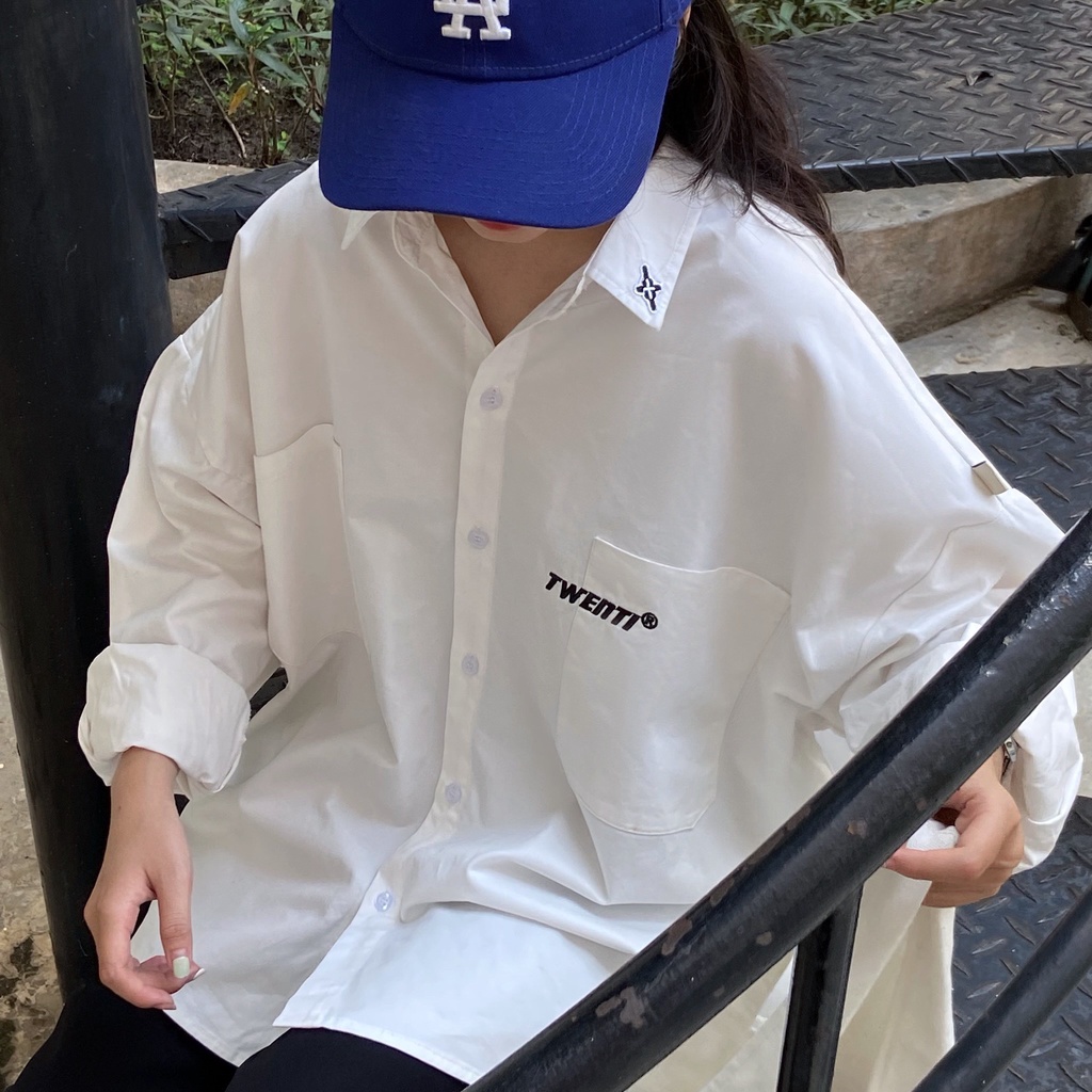 Áo sơ mi twenti tay dài form rộng freesize