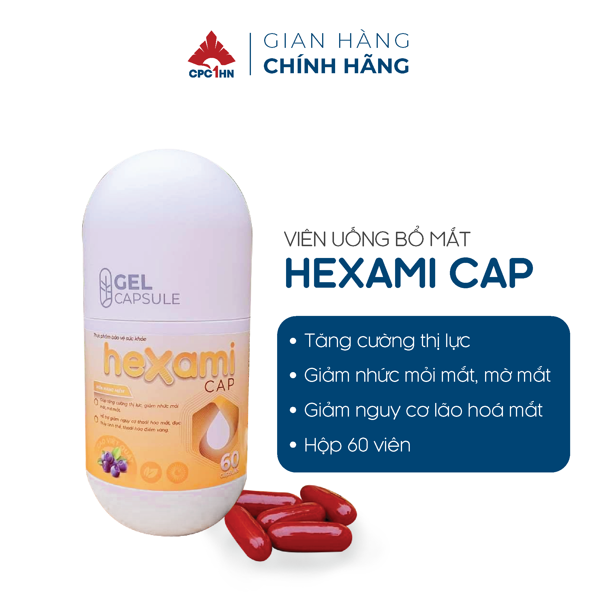 Viên uống bổ mắt Hexami Cap cải thiện thị lực, làm chậm quá trình lão hoá mắt