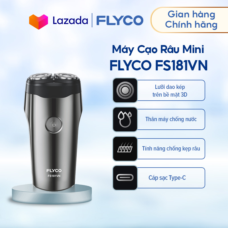 Máy Cạo Râu Flyco FS181VN 2 Lưỡi Kép Thân Máy Kháng Nước - Hàng Chính Hãng