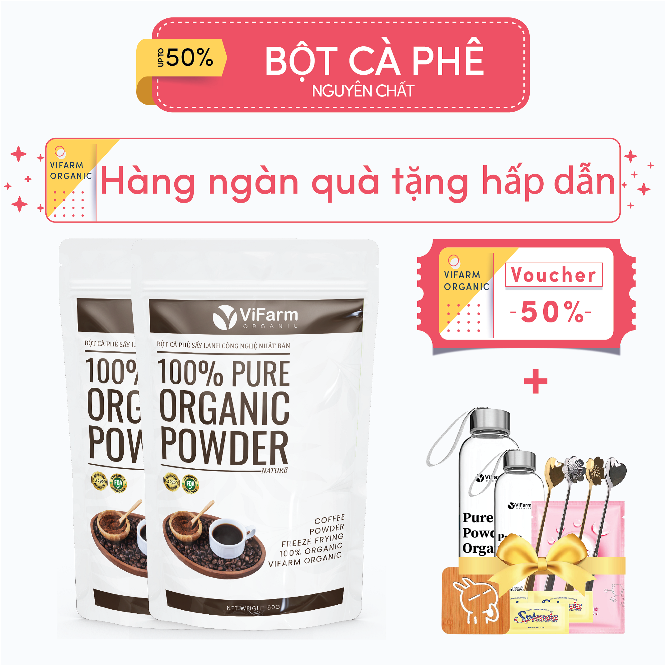 Bột Cà Phê Nguyên Chất ViFarm 50g