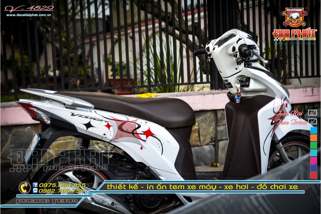 Tem Chế Vision Họa Tiết Hoa VănTrắng Đỏ