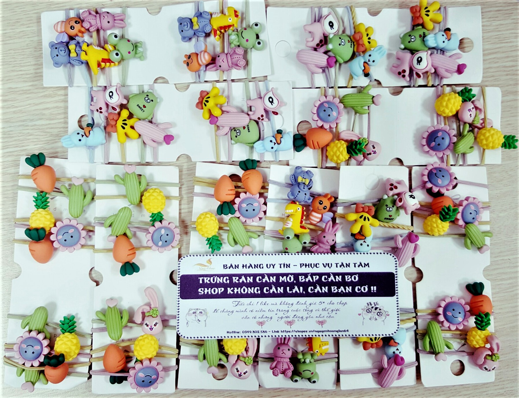 Set 2 vỉ - 20 dây buộc tóc cho bé gái