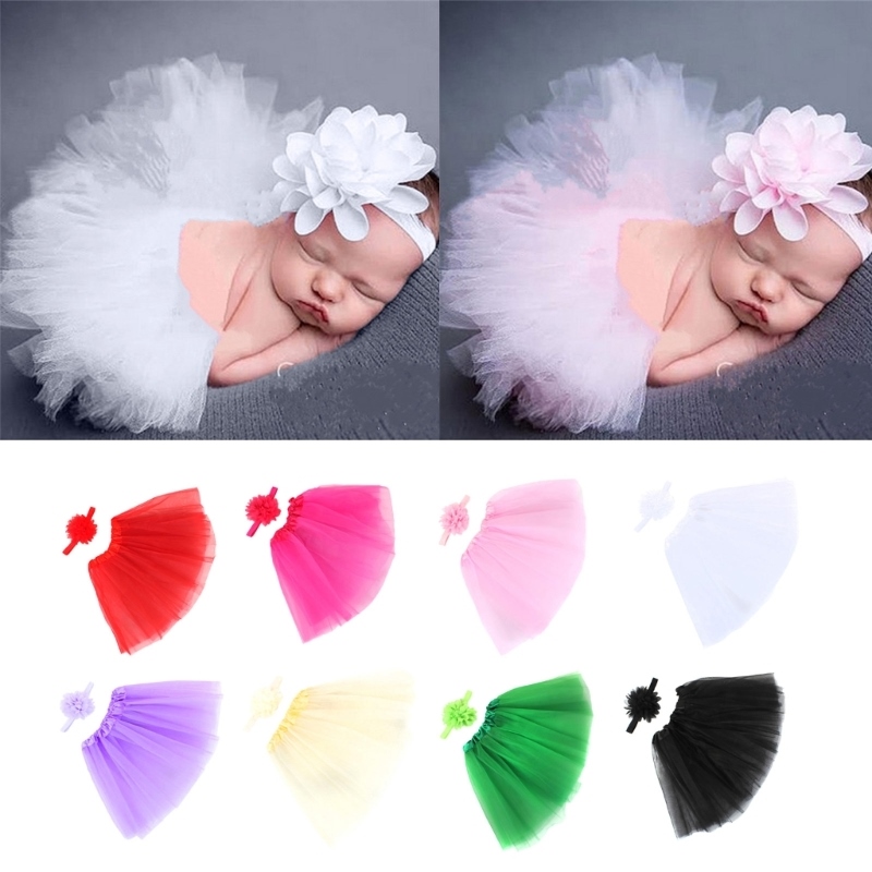 CC Newborn Hairband Tulle Tutu Skirt Baby Photo Shooting Set Props Infant