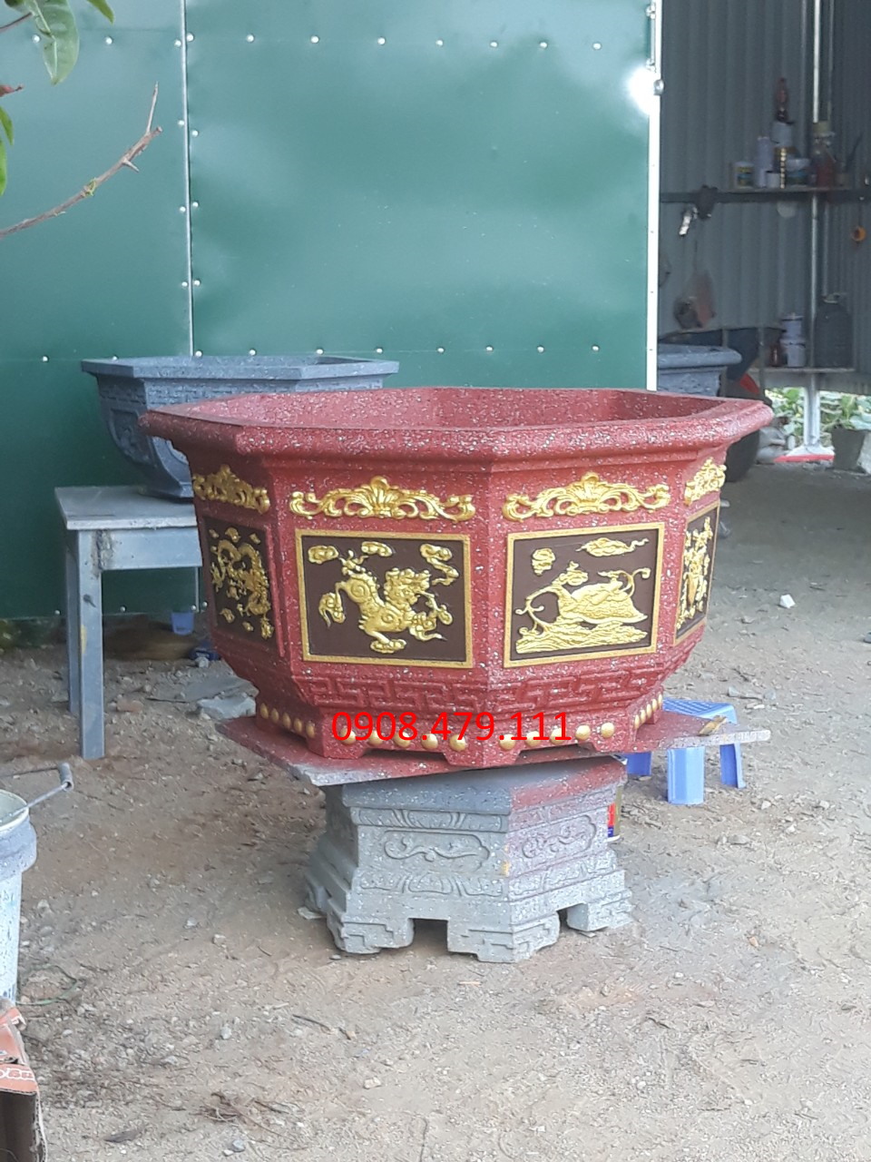 Khuôn Bát Giác 79 cao 45cm ABS mẫu Long Lân Quy Phụng, Tài Lộc Cá chép.