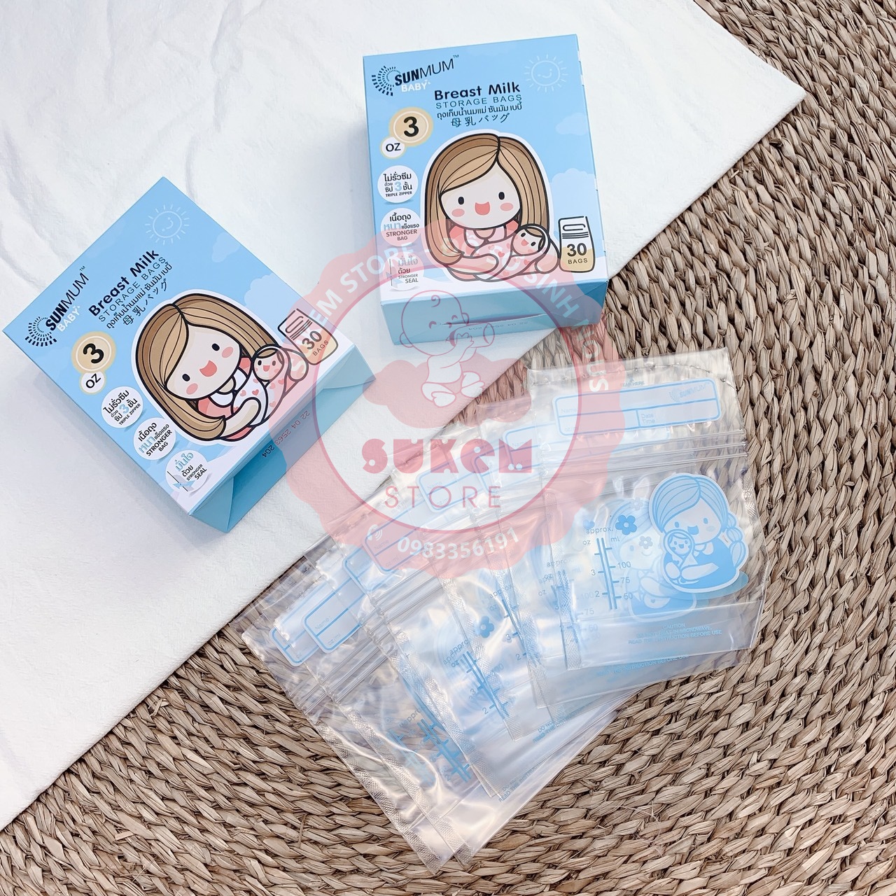 Túi trữ sữa sunmun thái lan 100ml 250ml - sukem shop