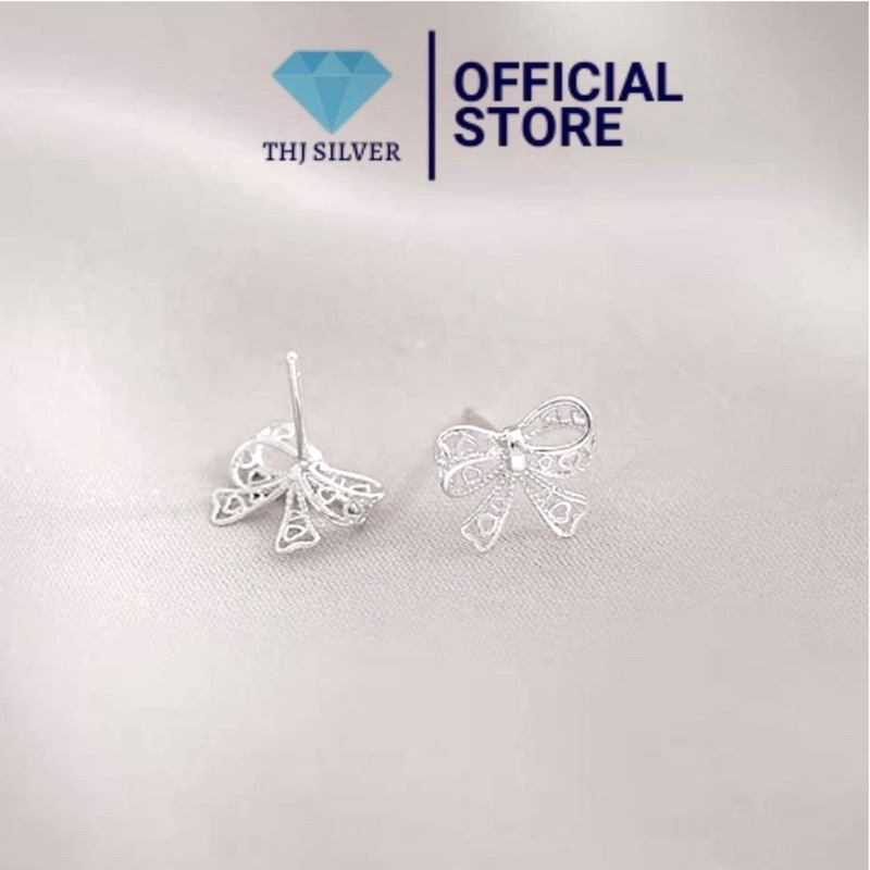 Bông tai nơ mảnh nhỏ xinh , nữ tính chuẩn bạc ta