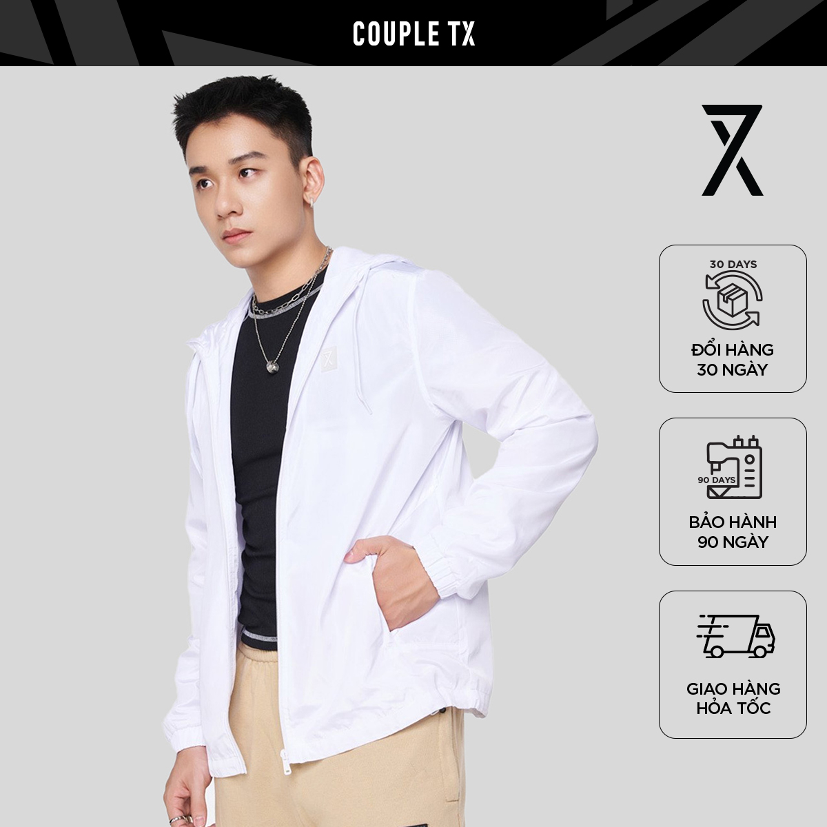  Áo khoác Nam Basic COUPLE TX - Áo Khoác Dù Chống Nắng Tránh Gió Có Nón MOP 1040  MOP 1047 