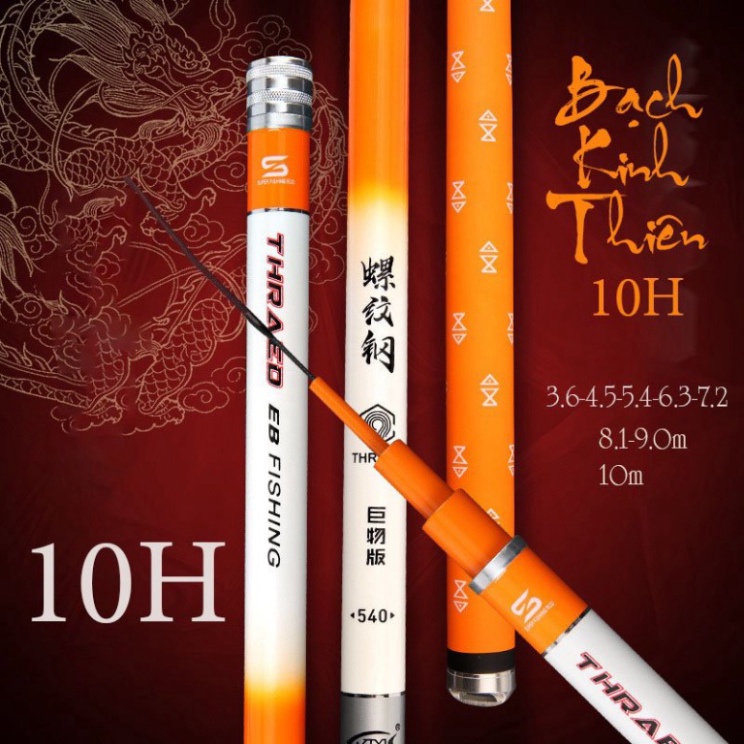 Cần câu tay bạch kinh thiên ,8h + 10h , tặng kèm ngọn phụ chính hãng ztyl )