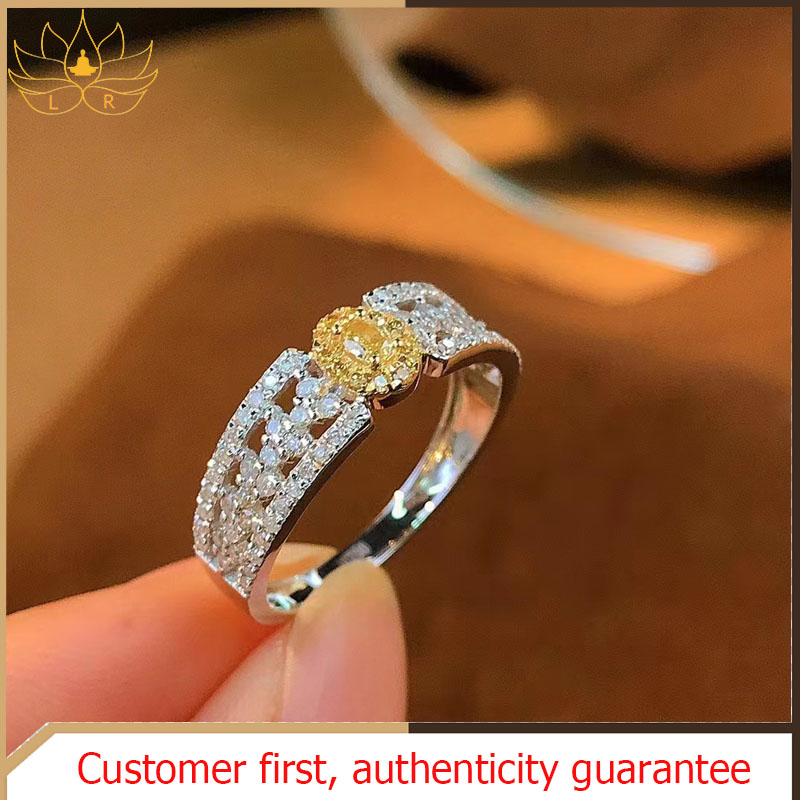 LR-Nhẫn kim cương màu vàng đá quý đầy màu sắc thời trang cá nhân nhẫn rỗng tinh tế, có thể điều chỉnh kích thước, nhẫn đá quý cao cấp dành cho nữ