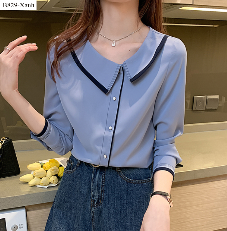 B829- áo sm viền dày tay