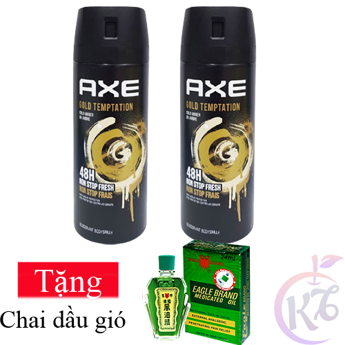 Combo 2 chai Xịt khử mùi AXE Gold Temptation chai 135ml Tặng 1 chai dầu