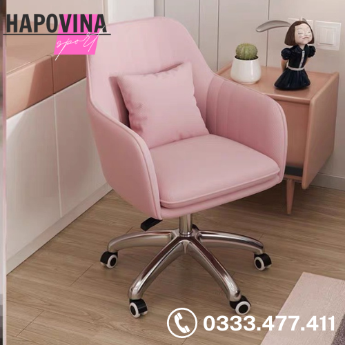 Ghế xoay trang điểm makeup, ghế xoay văn phòng học tập làm việc decor phòng có điều chỉnh cao thấp bánh xe di chuyển