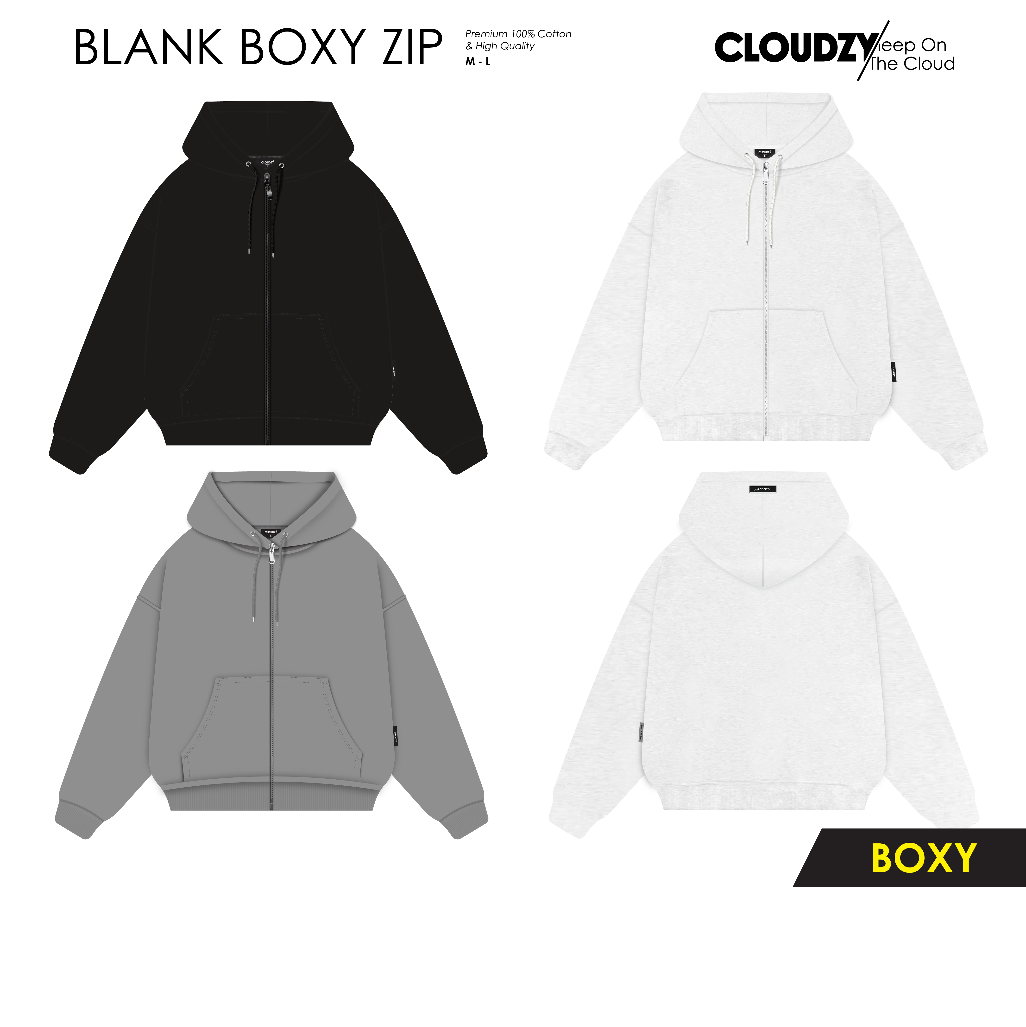 Áo hoodie zip boxy nam local brand CLOUDZY TRƠN khoác boxy zip nỉ bông nữ unisex form rộng basic