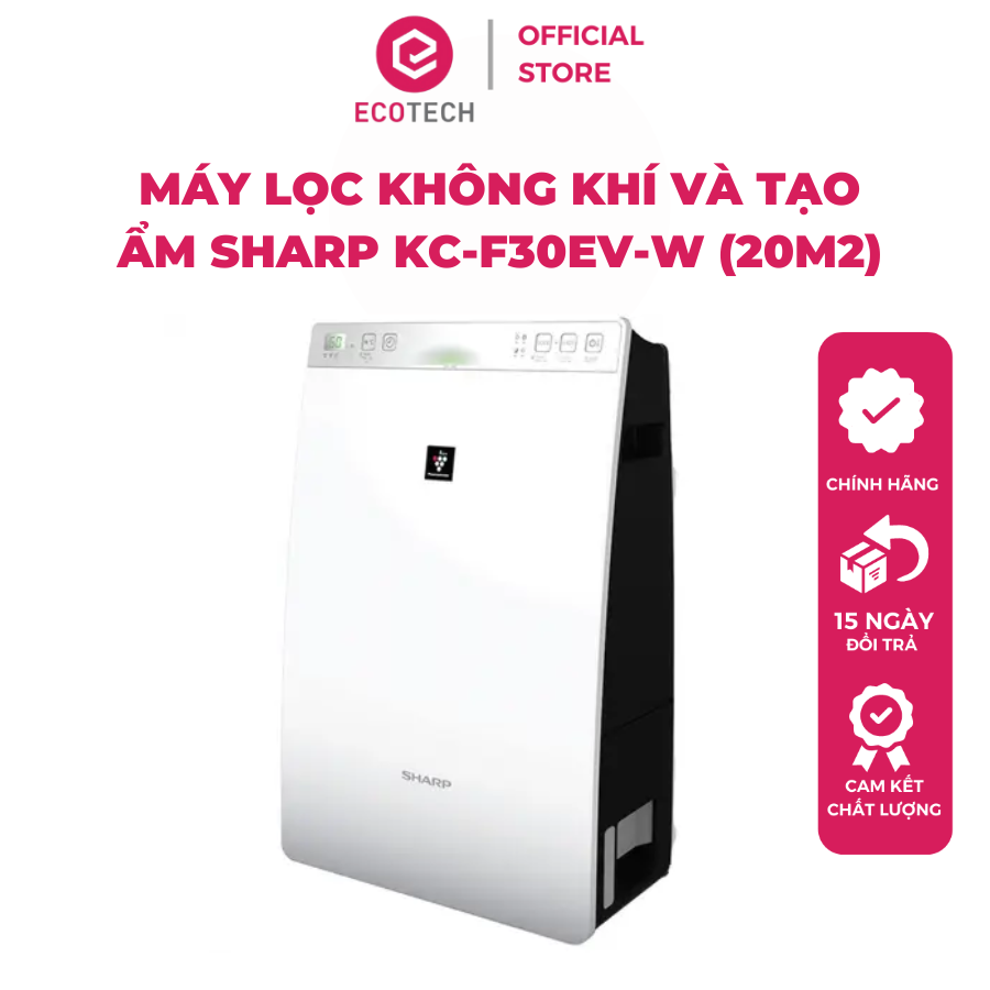 Máy lọc không khí và tạo ẩm Sharp KC-F30EV-W – Trắng - Thiết kế phù hợp nhiều căn phòng diện tích dùng 20 mét vuông