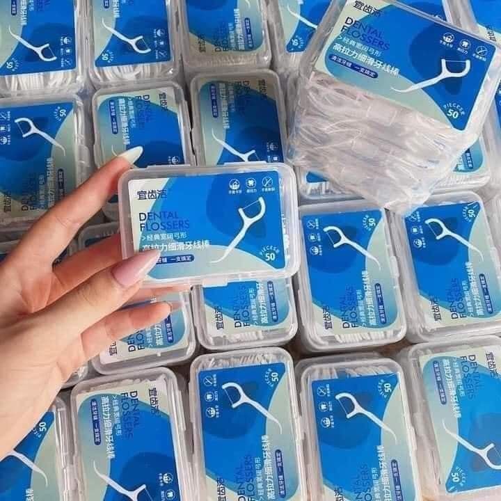 Sét 3 hộp tăm chỉ nha khoa, hộp 50 cái