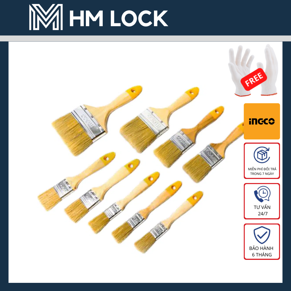Bộ 9 cọ sơn ingco dùng sơn dầu, sơn tường - hàng chính hãng - chptb0114091 - hm lock