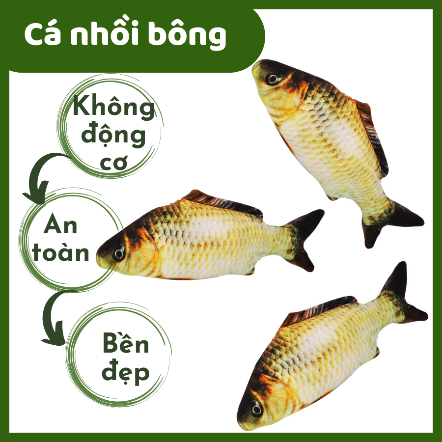 Cá đồ chơi cho mèo và bé, cá nhồi bông dài 20cm bao gồm các loại cá
