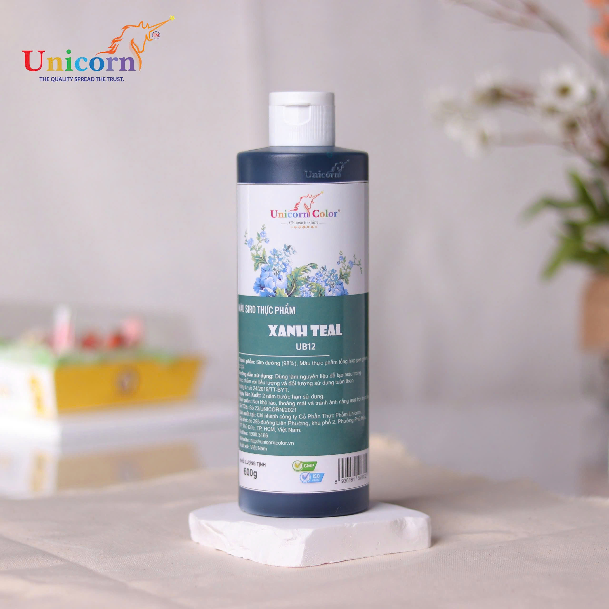 [Chai 600g] Màu Siro Thực Phẩm Unicorn - Xanh Teal
