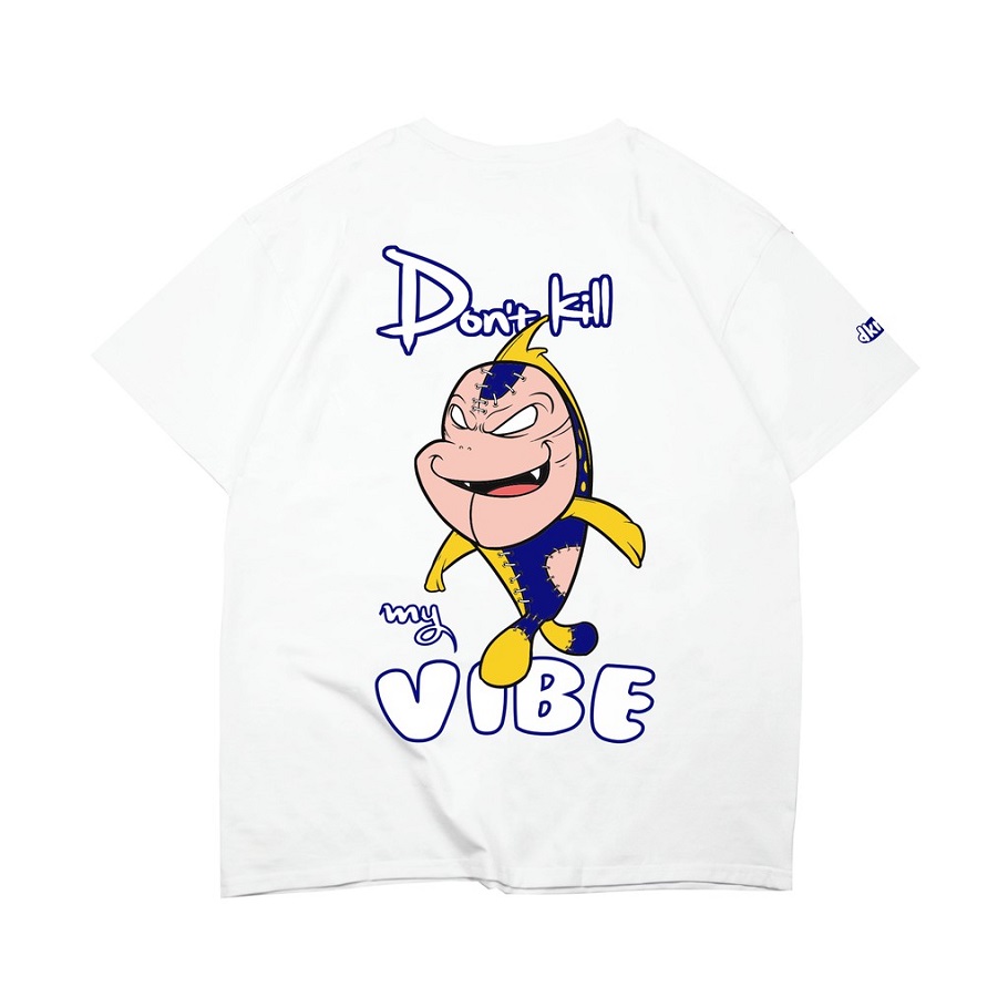 Áo thun nữ cute màu trắng form rộng màu trắng - dkmv white the vibe stealer tee | k02-t4