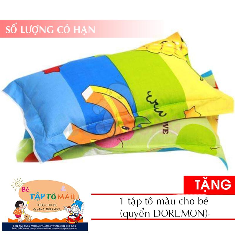 Gối lá đinh lăng chống mồ hôi trộm cho bé Baby Chick Số 2 - BÉ TRAI - họa tiết ngẫu nhiên Tặng 1 quyển tập tô màu (nhiều chủ đề tùy chọn) - goi nam cho be
