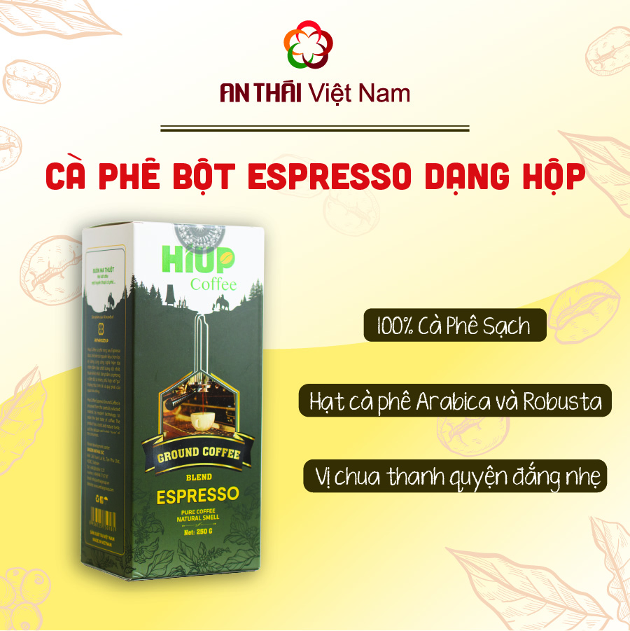 Cà Phê Hạt Rang Xay Espresso 250gr - HIUP Coffee-Hộp giấy