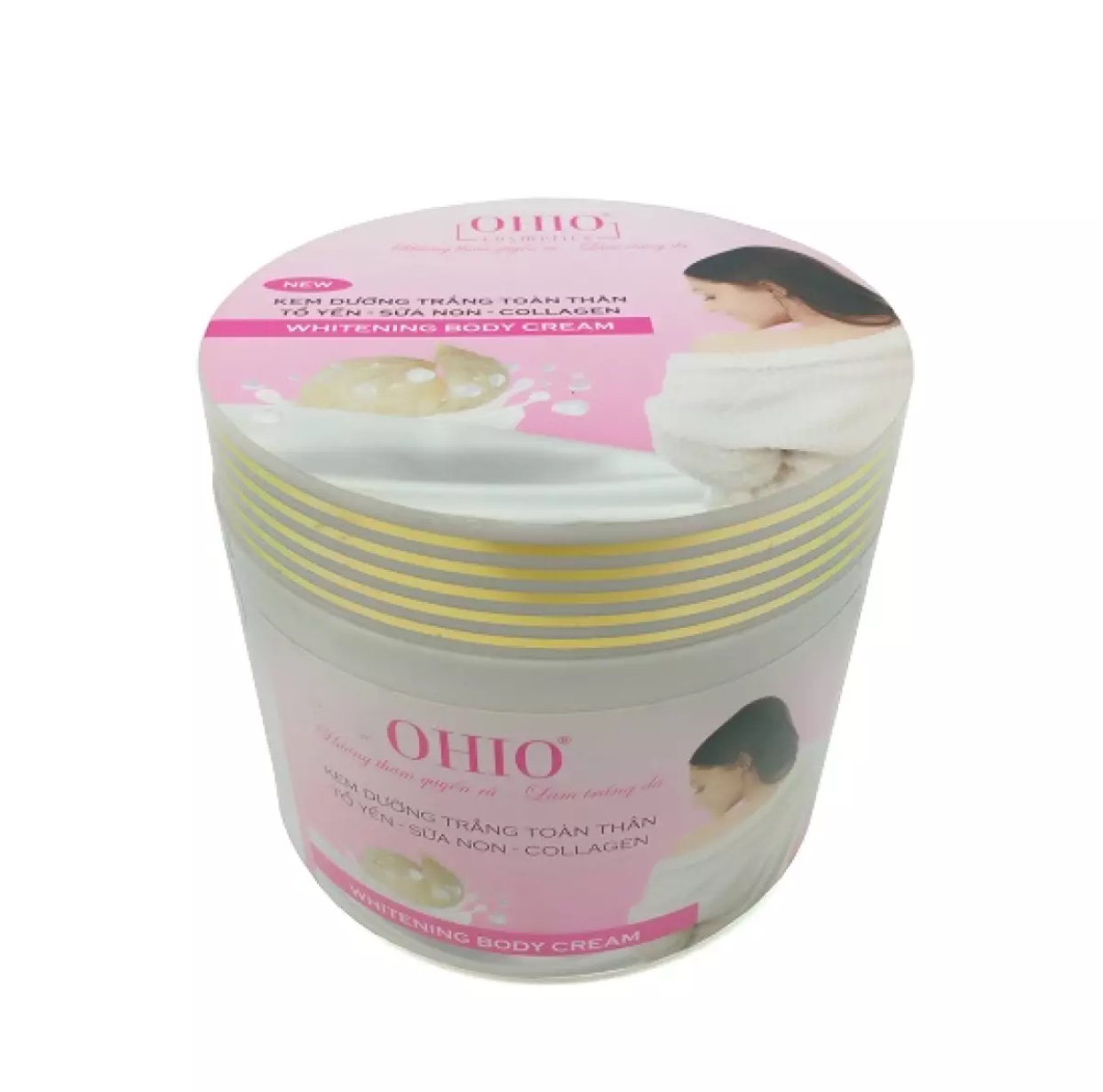 [HCM]Kem dưỡng trắng da toàn thân Tổ yến - Sữa non - Collagen Ohio Ốc Sên New Day 300g (Hồng)