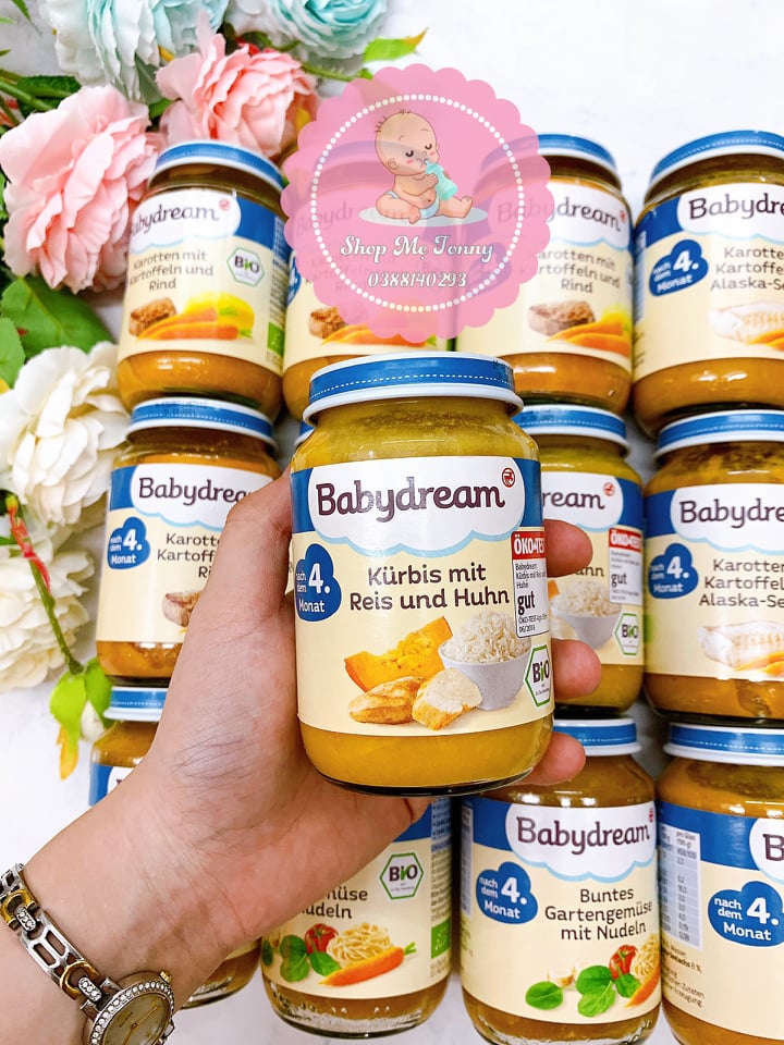 Hũ dinh dưỡng Mặn Hữu Cơ Ăn Dặm Babydream Vị BÍ NGÔ CƠM GÀ Đức( Date T11/2021)
