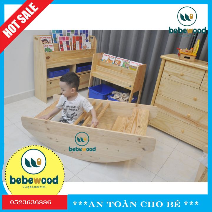 Thuyền bập bênh koki gỗ cho bé - bebewood