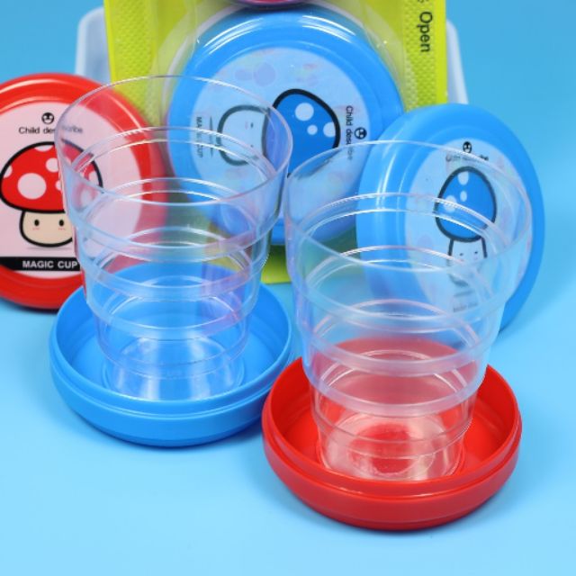 Set 2 cốc gấp gọn mang đi du lịch, ly uống nước gấp gọn magic cup tiện lợi