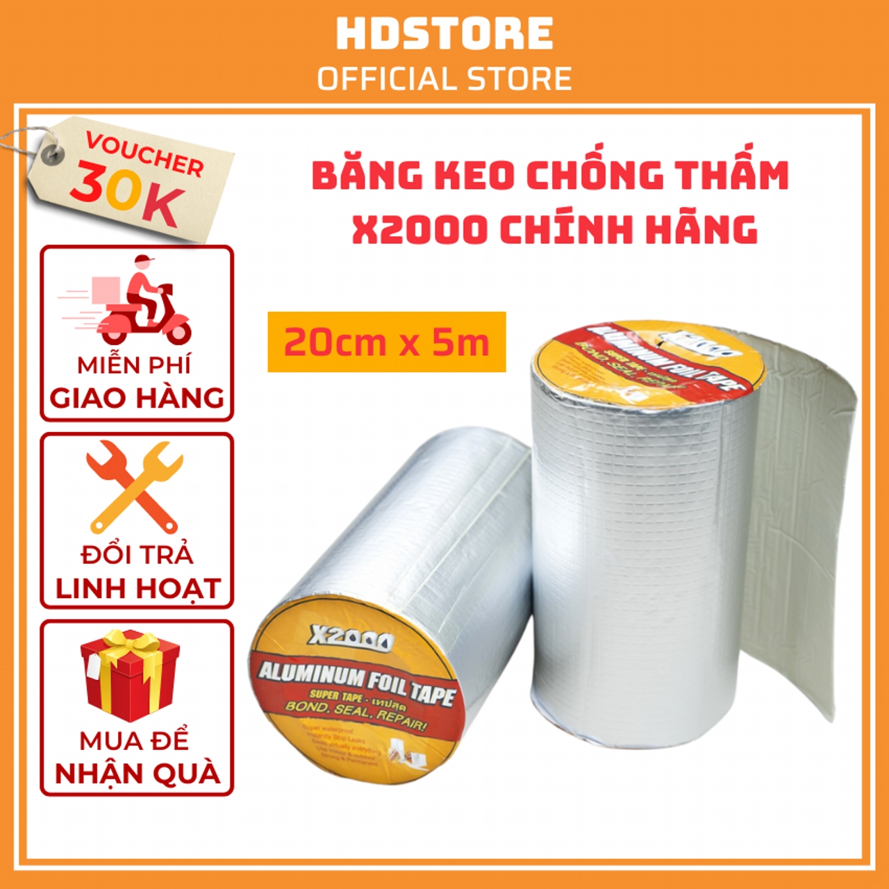 Băng keo chống thấm X2000 20cm x 5m băng keo siêu dính đa năng dán trần nhà, dán tường, dán mái tôn, dán bể nước, ống nước, xô, chậu, bể bơi, phao bơi, bạt đầm nuôi tôm và các vết nứt, vết rạn ở mọi vật dụng  băng keo x2000