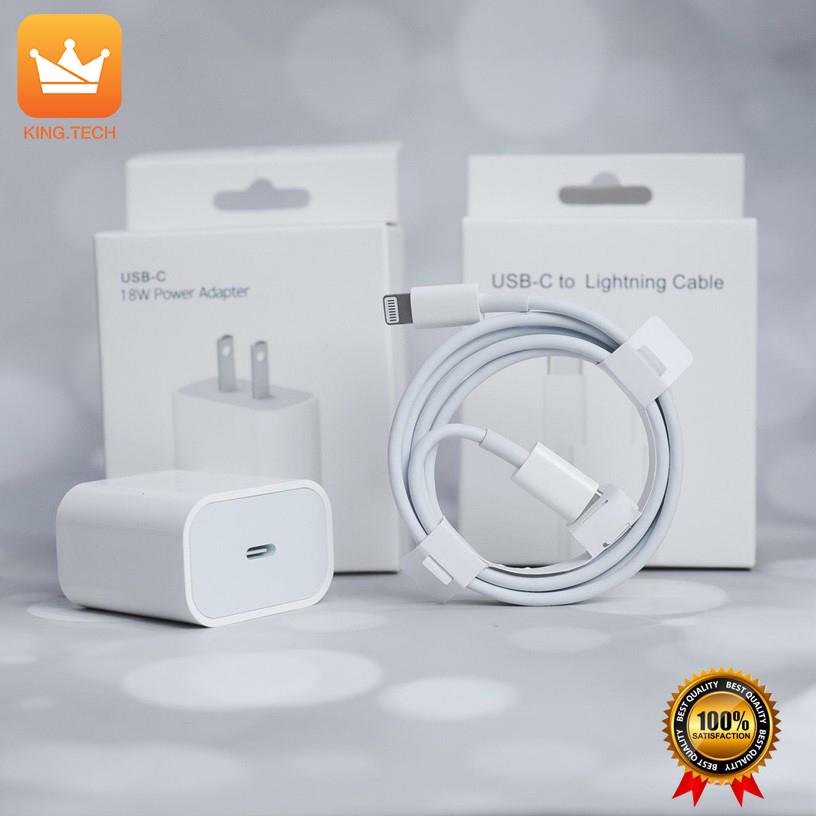 Bộ sạc 20w sạc nhanh cho iphone 8 plus - iphone 12promax, sạc nhanh trong 30', sạc nhanh pd kèm cáp c to lightning + bảo hành 6 tháng lỗi 1 đổi 1 tại king.tech