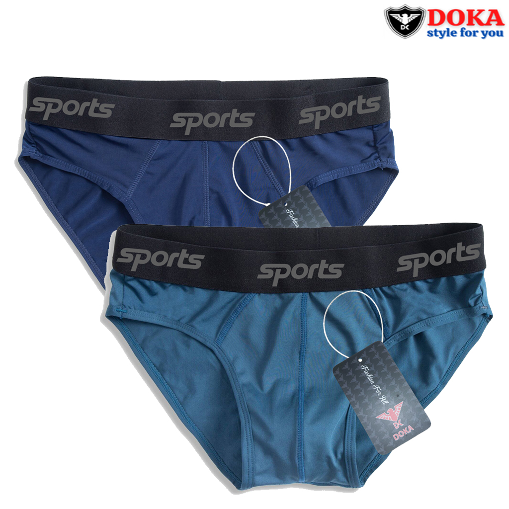 Combo 2 Quần Sịp Nam, Quần Lót Nam Tam Giác Vải Cotton 2 Chiều Nhiều Lưng Cao Cấp Truyền Thống DokaFashion DKQL02