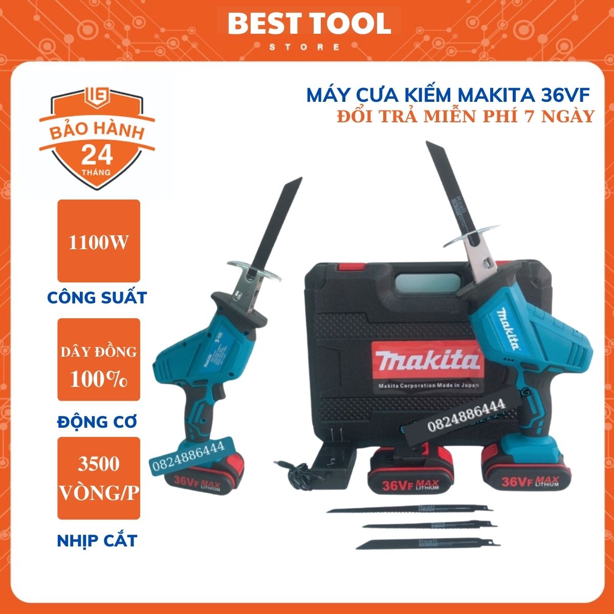 Máy cưa kiếm Makita - Máy cưa đa năng pin Makita tặng kèm 4 lưỡi cưa cao cấp