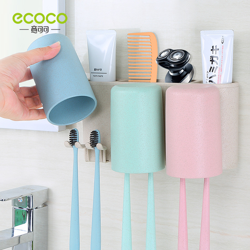 Kệ để bàn chải đánh răng Ecoco 1615 kèm 3 cốc màu sắc