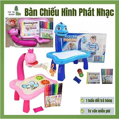 [HCM]BỘ BÀN MÁY CHIẾU TẬP VẼ CHO BÉ Bộ đèn bàn máy chiếu học vẽ mini cho bé BBT Global Bộ bàn tập vẽ có đèn chiếu 24 hình có nhạc thông minh tặng kèm hộp bút 12 màu
