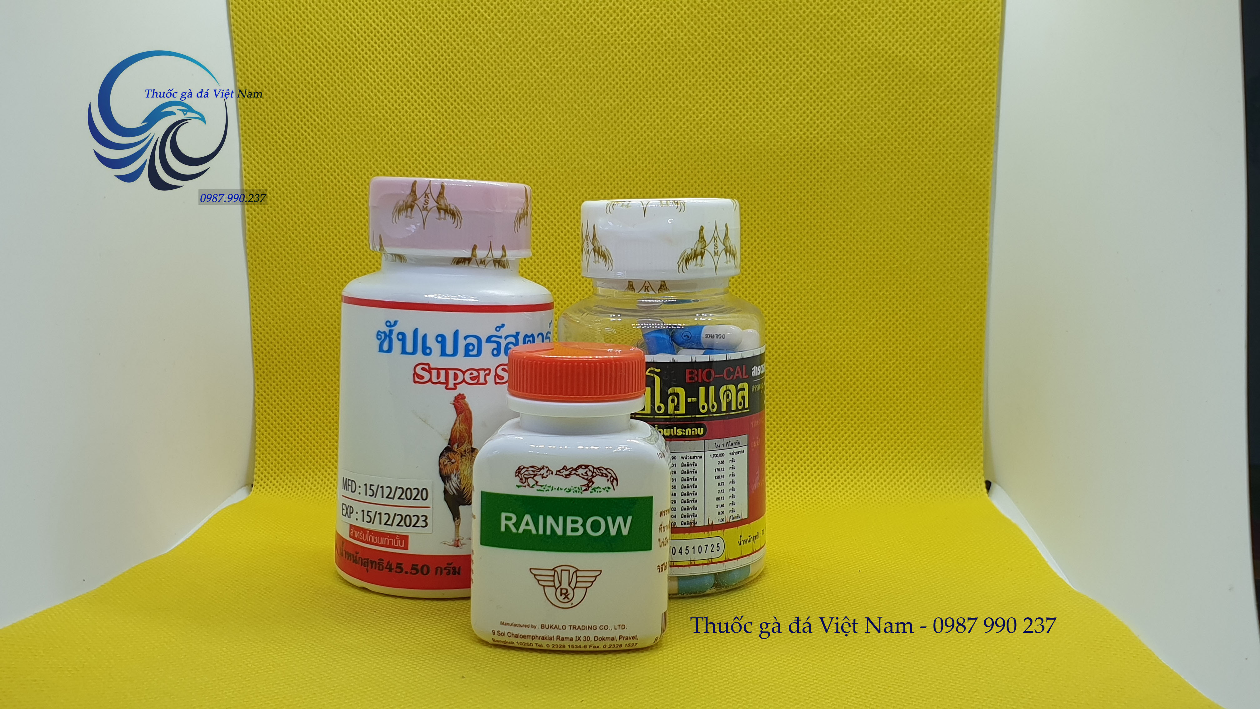Combo 03 lọ (tăng cơ bắp rainbow + bổ gân super star + bổ xương bio_cal) cho gà đá