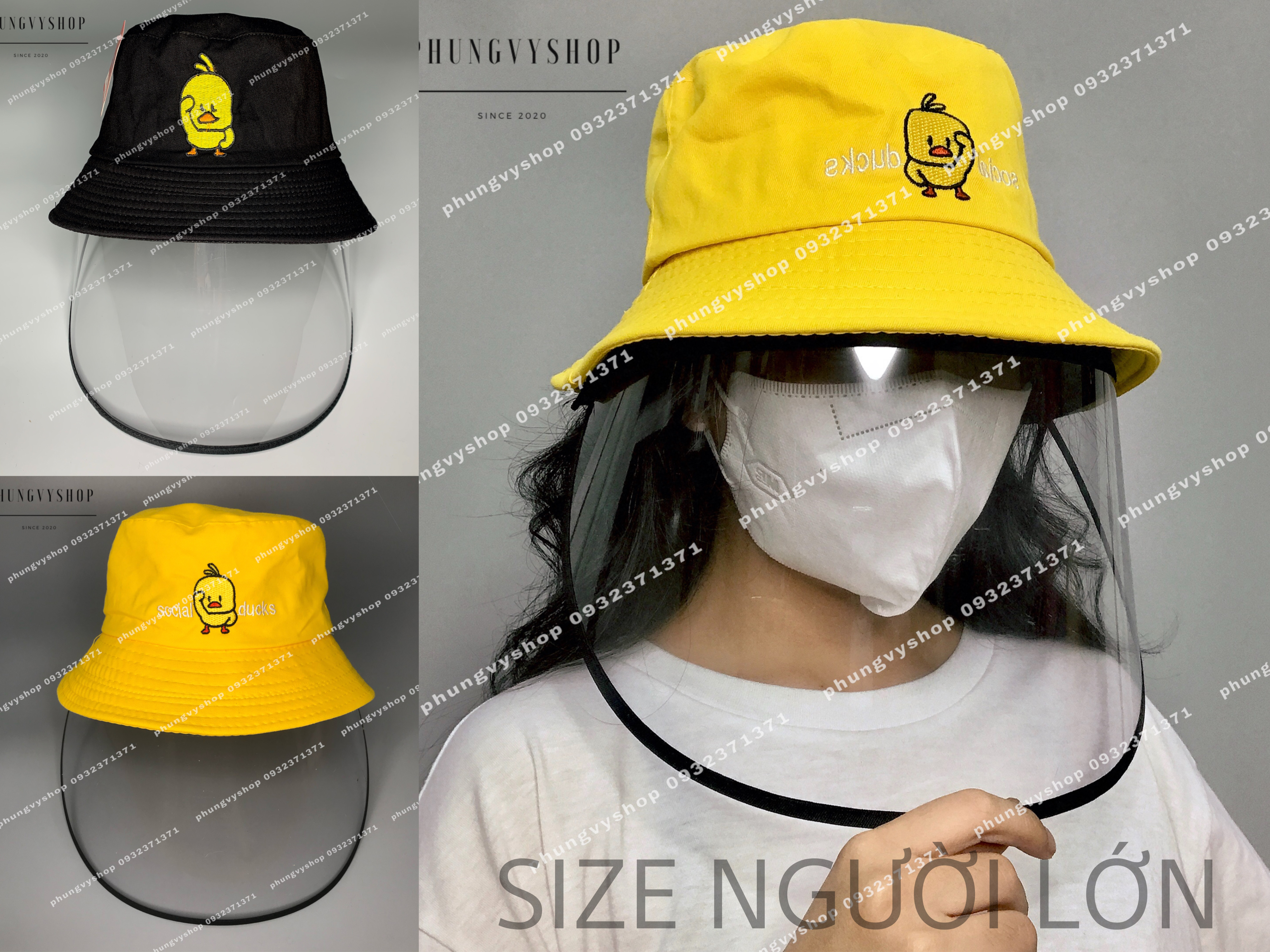 [HCM](SIZE NGƯỜI LỚN )-Mũ chống giọt bắn Nón cản bụi THÊU VỊT-