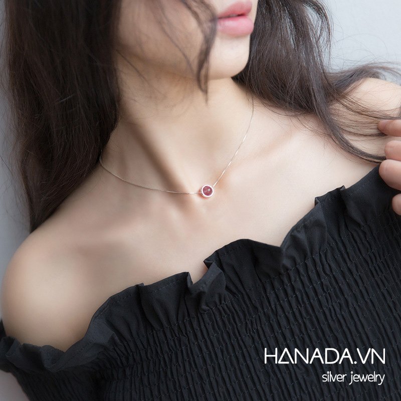 Dây chuyền bạc 925 hanada đá thạch anh 0151
