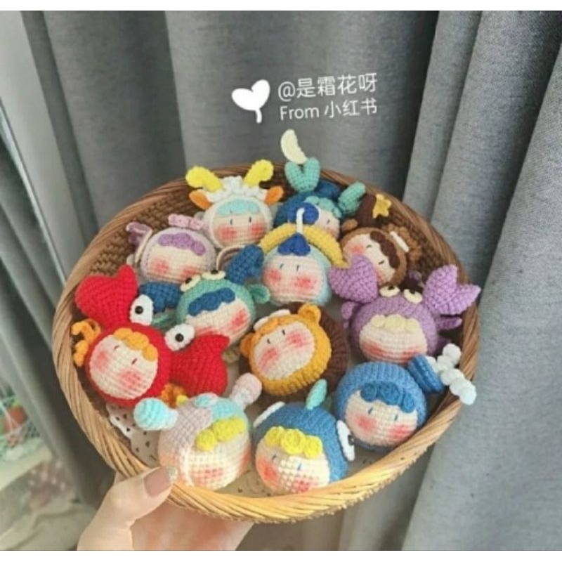 Móc khóa mochi 12 cung hoàng đạo bằng len