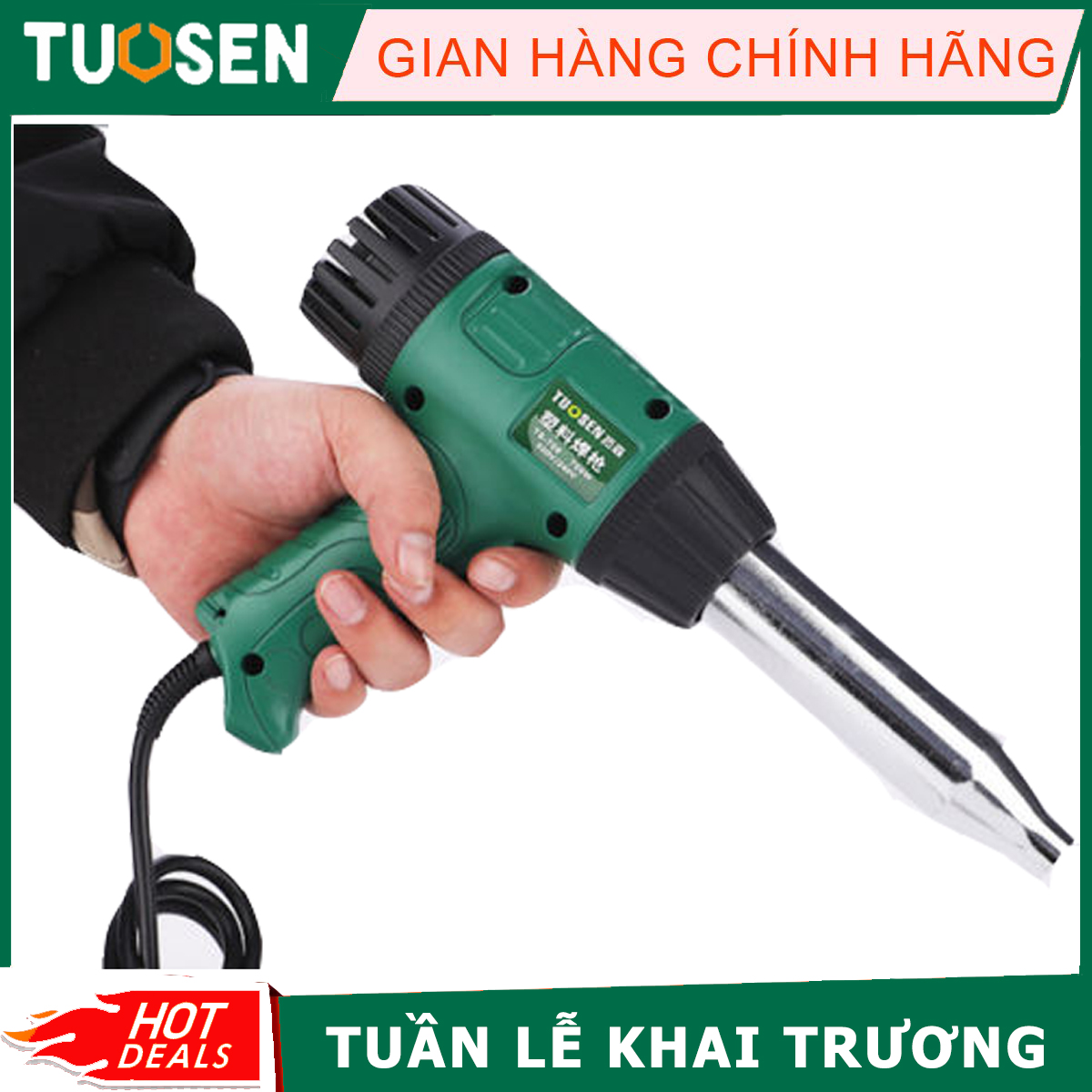Máy khò nhiệt - máy thổi hơi nóng 700w có điều chỉnh gió và nhiệt độ, máy khò màng co, máy đóng seal tuosen