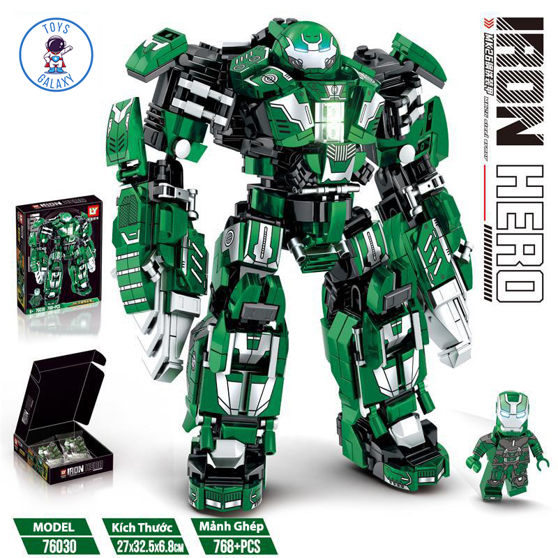 Đồ chơi lắp ráp mô hình hulkbuster iron man mk26 robot người sắt biến hình steel mecha người máy ly76030