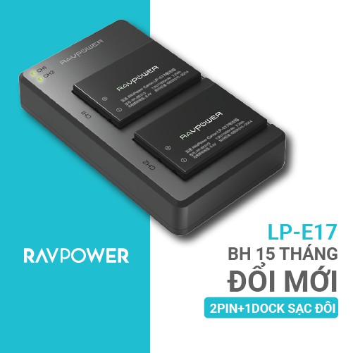 Bộ pin sạc ravpower lp-e17 cho canon rp/750d/760d/800d/m3/m5/m6…