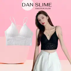 Áo bra ren sexy DANSLIME, Áo lót ren nữ 2 dây dáng dài có mút mỏng cao cấp, áo ngực nữ gợi cảm