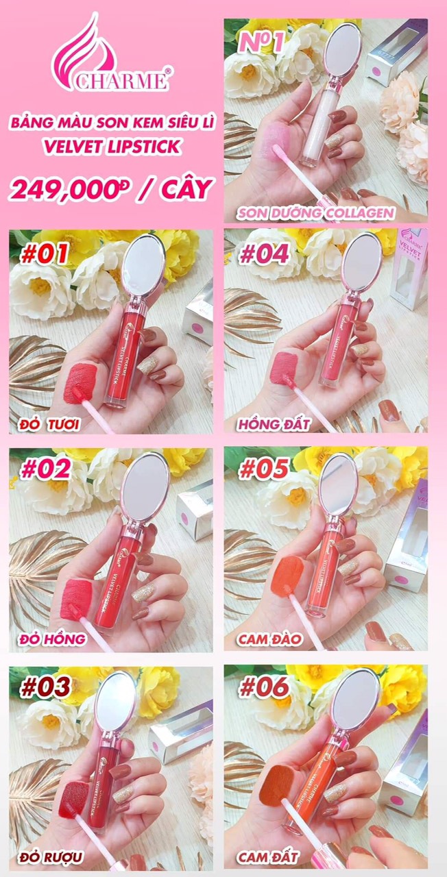 SON KEM CHAR.ME VELVET LIPSTICK COLLAGEN (HỘP 3.5G)