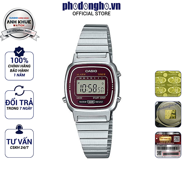 Đồng hồ nữ dây kim loại casio anh khuê la670wa-4df