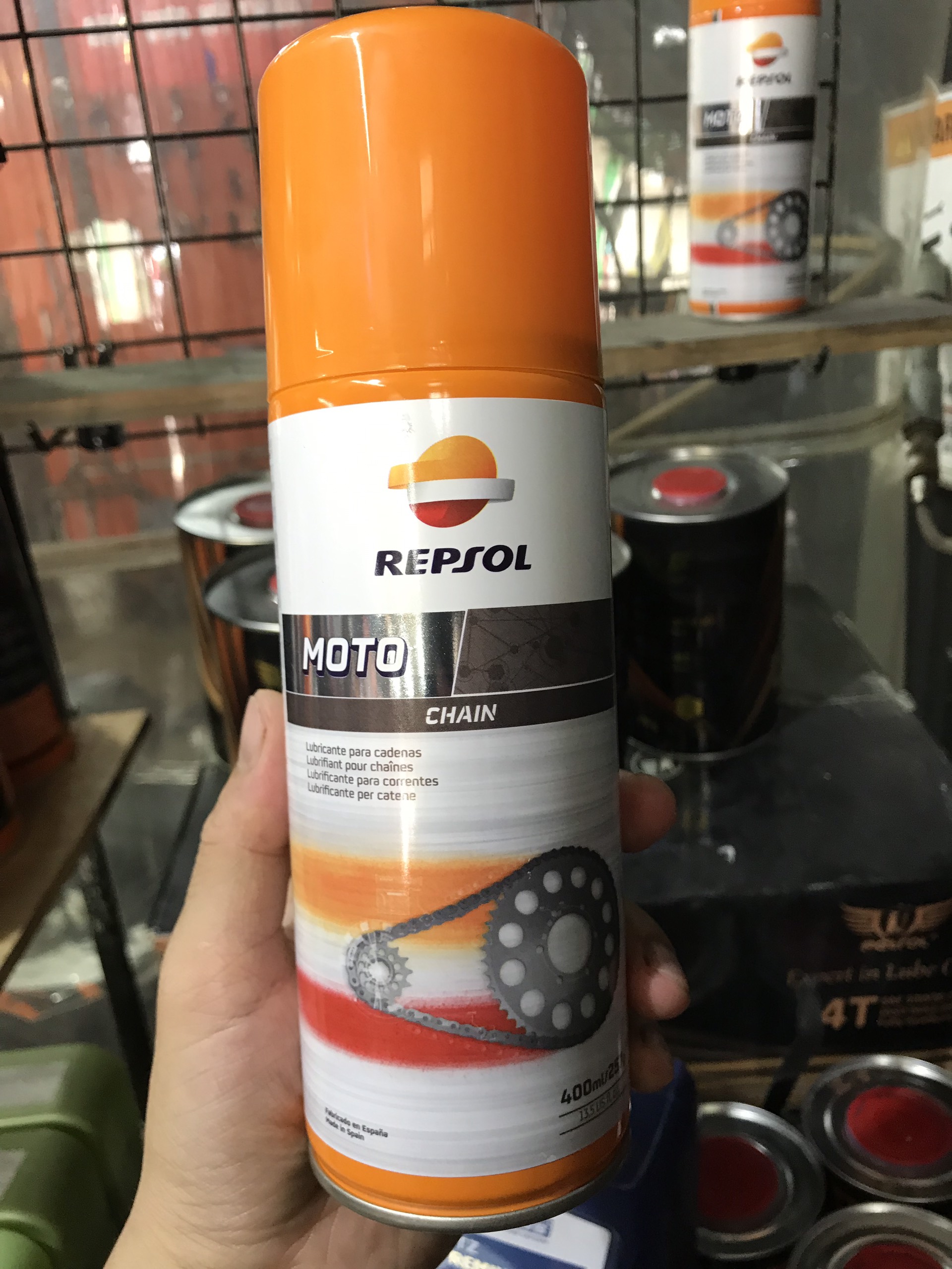 [HCM]Xịt dưỡng sên bôi trơn sên xích Repsol Moto Chain 400ml 257g
