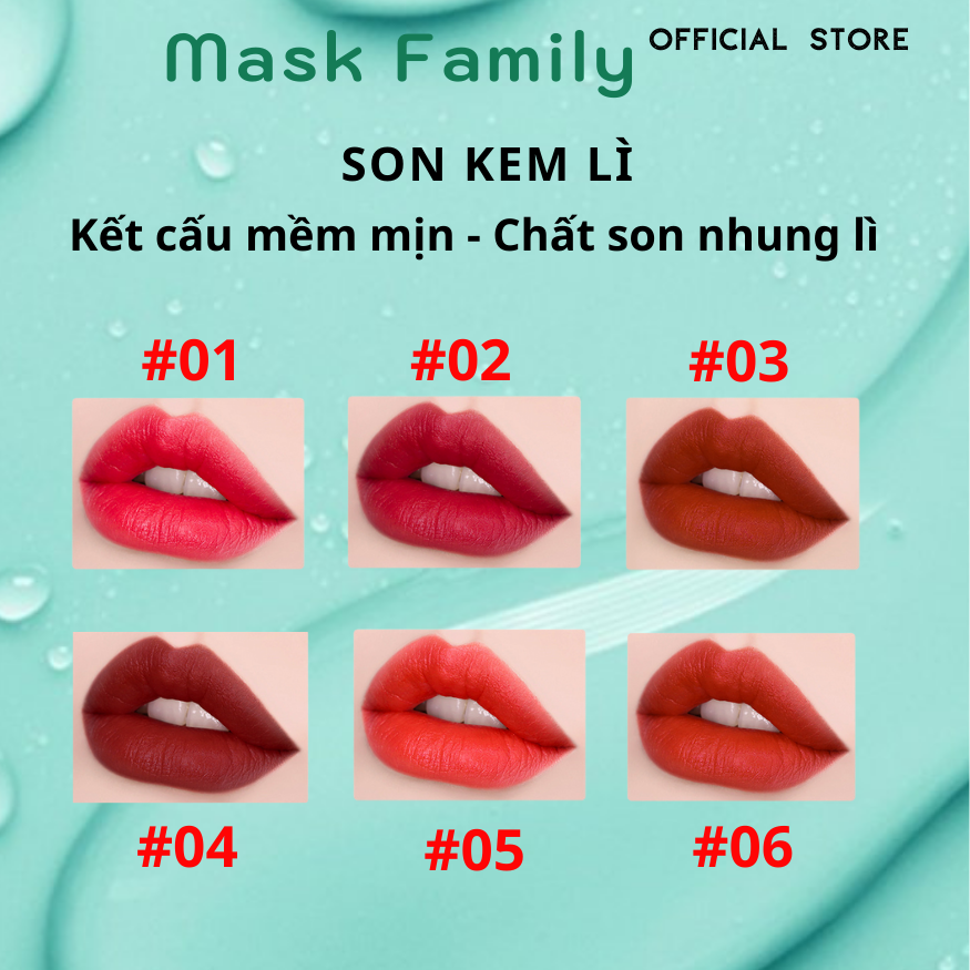 Son kem lì Mask Family kết cấu mềm mịn chất son nhung lì