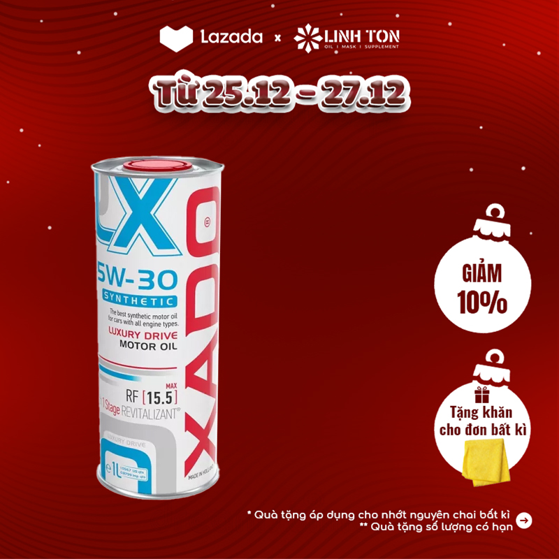 [HCM]Nhớt tổng hợp nguyên tử cao cấp cho tay ga XADO Luxury Drive 5W-30 SYNTHETIC
